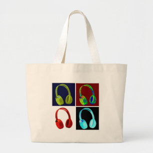 Pop hoofdtelefoon grote tote bag