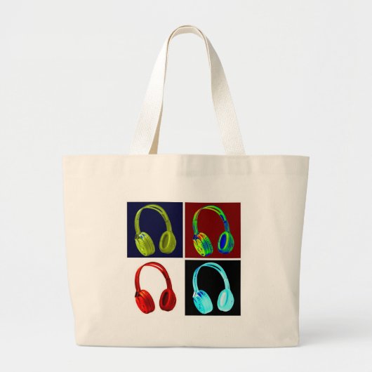 Pop hoofdtelefoon grote tote bag (Voorkant)