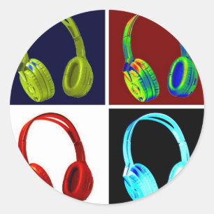 Pop hoofdtelefoon ronde sticker