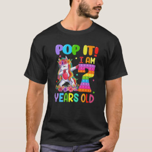 Pop Ik ben 7 jaar oud Dabbing Unicorn Fidget 7th T-shirt