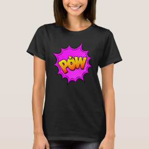 Pop in komische stijl Kunst Retro Geel Paars Mauve T-shirt