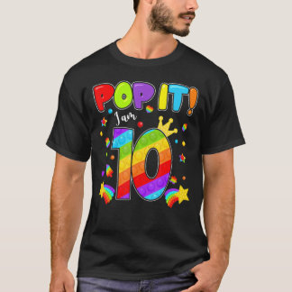 Pop It 10th Birthday Girls Boys 10 Years Old Fidge T-shirt