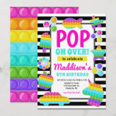 Pop It Birthday Invitation, Pop Fidget Invitation, Kaart (Voorkant / Achterkant)