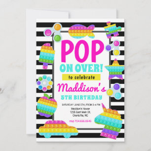 Pop It Birthday Invitation, Pop Fidget Invitation, Kaart
