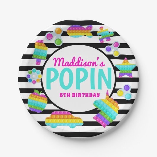 Pop It Birthday Invitation, Pop Fidget Invitation, Papieren Bordje (Voorkant)