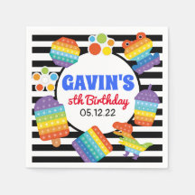 Pop It Birthday Napkins, Fidget Favor Napkins