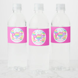 Pop it Birthday Party Personated Pink Waterfles Etiket