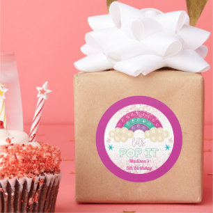 Pop it Birthday Party Rainbow Gepersonaliseerd Ronde Sticker