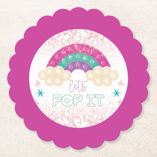 Pop it Birthday Rainbow Girl Kartonnen Onderzetters (Voorkant)
