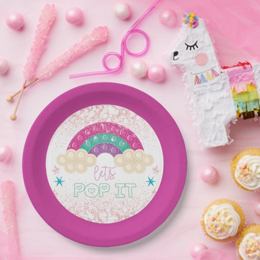 Pop it Birthday Rainbow Papieren Bordje (Feest)
