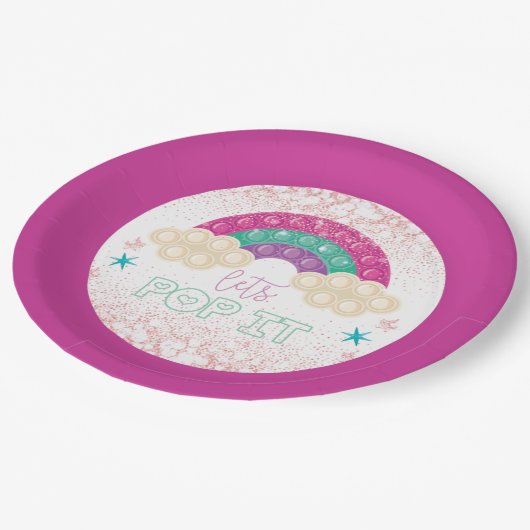 Pop it Birthday Rainbow Papieren Bordje (Gekanteld)