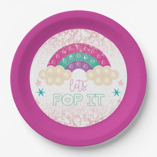 Pop it Birthday Rainbow Papieren Bordje (Voorkant)
