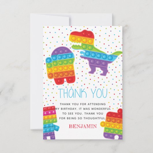 Pop It Boy Birthday Dinosaur Robot Bedankkaart (Voorkant)