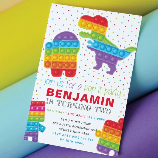 Pop It Boy Birthday Dinosaur Robot Birthday Kaart