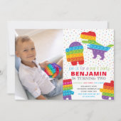 Pop It Boy Birthday Dinosaur Robot Foto Kaart (Voorkant)