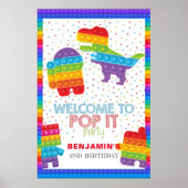 Pop It Boy Birthday Dinosaur Robot Personalized Poster (Voorkant)