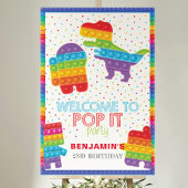 Pop It Boy Birthday Dinosaur Robot Personalized Poster
