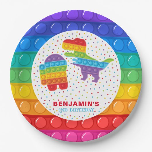 Pop it Boy Birthday - persoonlijk kleurig Papieren Bordje (Voorkant)