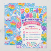 Pop It Bubble Verjaardagsfeestje Kaart (Voorkant / Achterkant)