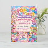 Pop-It Candyland Verjaardagsfeestje Kaart (Staand voorkant)