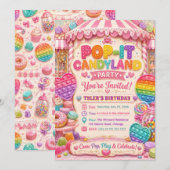 Pop-It Candyland Verjaardagsfeestje Kaart (Voorkant / Achterkant)