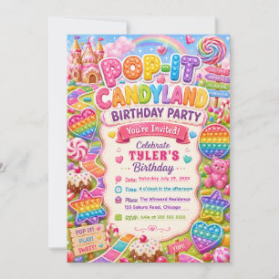 Pop-It Candyland Verjaardagsfeestje Kaart