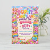 Pop-It Candyland Verjaardagsfeestje Kaart (Staand voorkant)