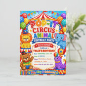 Pop It Circus Verjaardagsfeestje Kaart (Staand voorkant)