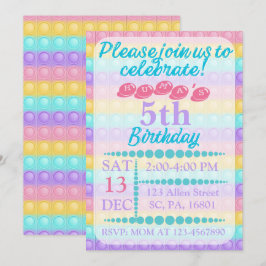 Pop IT Custom Bubble BIrthday Invitation Kaart