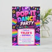 Pop It Dans Verjaardagsfeestje Kaart (Staand voorkant)