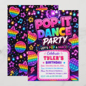 Pop It Dans Verjaardagsfeestje Kaart (Voorkant / Achterkant)
