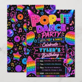 Pop It Dans Verjaardagsfeestje Kaart (Voorkant / Achterkant)
