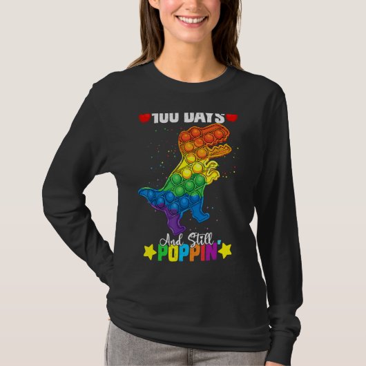 Pop it Dinosaur Fidget Speelgoed 100 dagen school T-shirt (Voorkant)