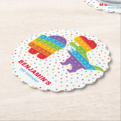 Pop It Dinosaur Robot Boy Birthday Kartonnen Onderzetters (Gekanteld)