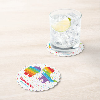 Pop It Dinosaur Robot Boy Birthday Kartonnen Onderzetters