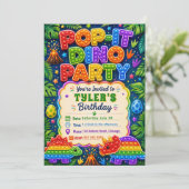 Pop It Dinosaur Verjaardagsfeestje Kaart (Staand voorkant)