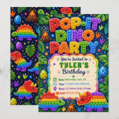 Pop It Dinosaur Verjaardagsfeestje Kaart (Voorkant / Achterkant)