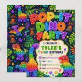 Pop It Dinosaur Verjaardagsfeestje Kaart (Voorkant / Achterkant)