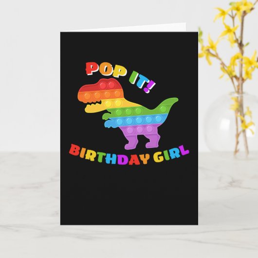 Pop it Dot Day T-Rex Birthday Girl Kaart (Gele Bloem)