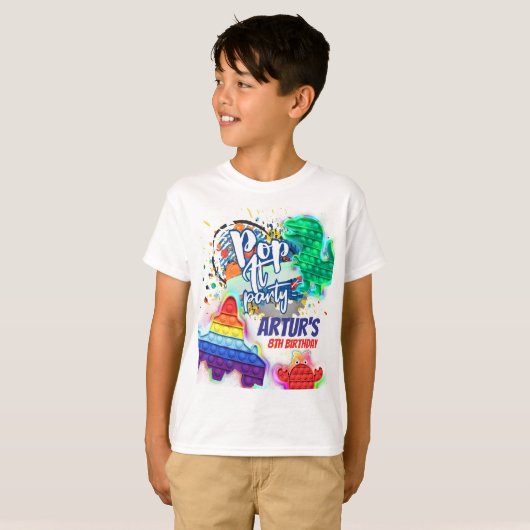 Pop it Fidget Verjaardag T-shirt (Voorkant volledig)