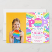 Pop It Foto Birthday Party Invitation Kaart (Voorkant)