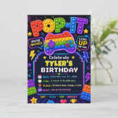 Pop It Gamer Feest Verjaardagsfeest Kaart (Staand voorkant)