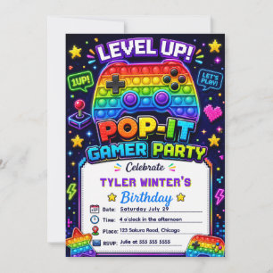 Pop It Gamer Feestje Verjaardagsfeestje Kaart