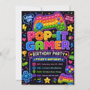 Pop It Gamer Feestje Verjaardagsfeestje Kaart