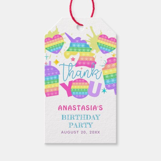 Pop It Girl Birthday Party Cadeaulabel (Voorkant)