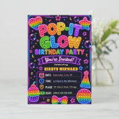 Pop It Glow Feest Verjaardagsfeest Kaart (Staand voorkant)