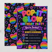 Pop It Glow Feest Verjaardagsfeest Kaart (Voorkant / Achterkant)