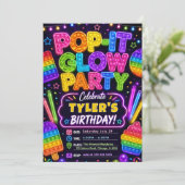 Pop It Glow Verjaardagsfeestje Kaart (Staand voorkant)