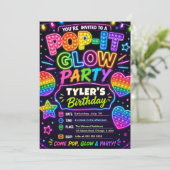 Pop It Glow Verjaardagsfeestje Kaart (Staand voorkant)