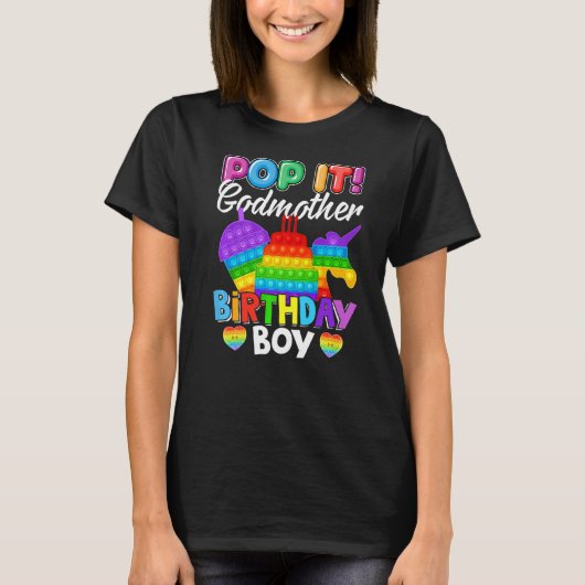 Pop it Godmoeder Birthday Boy Fidget Kind Matching T-shirt (Voorkant)
